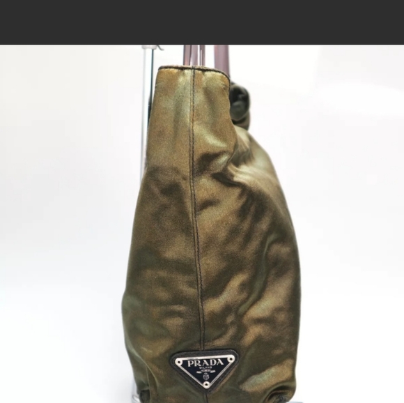 Prada "RARE" Fabric Bag with Acrylic Handle Olive/Khaki - Picture 3 of 8